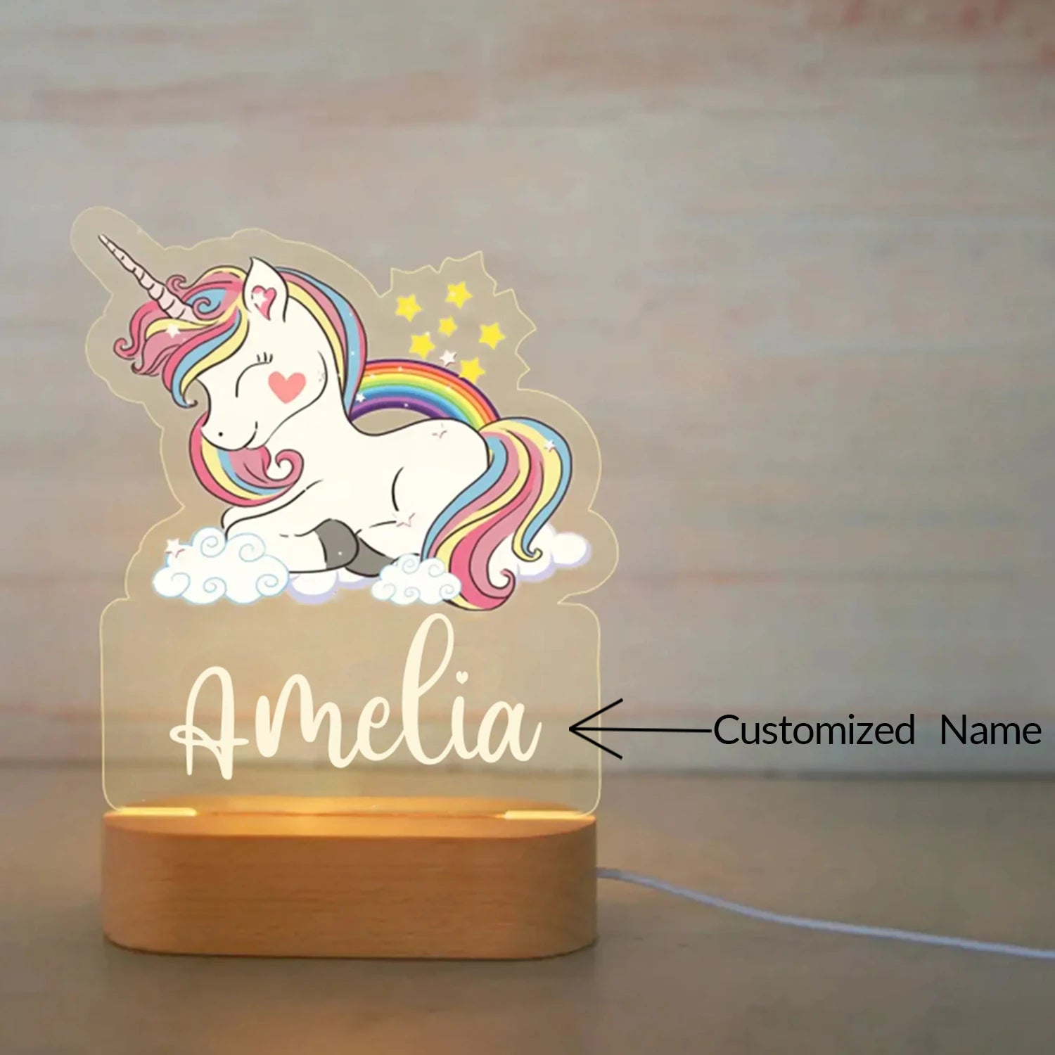 Custom Name Acrylic Lamp Baby Kids Bedroom Decoration