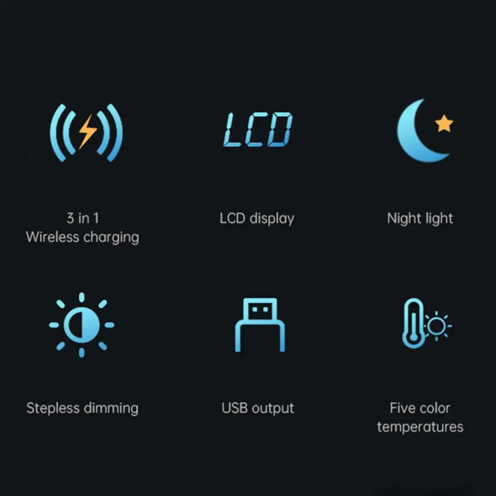 3-In-1 Bedside Lamp with Wireless Charger