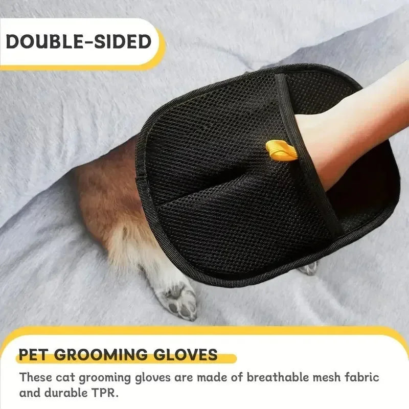 Grooming & Deshedding Gloves for Dogs Cats - Works on Sofa Carpet Clothes