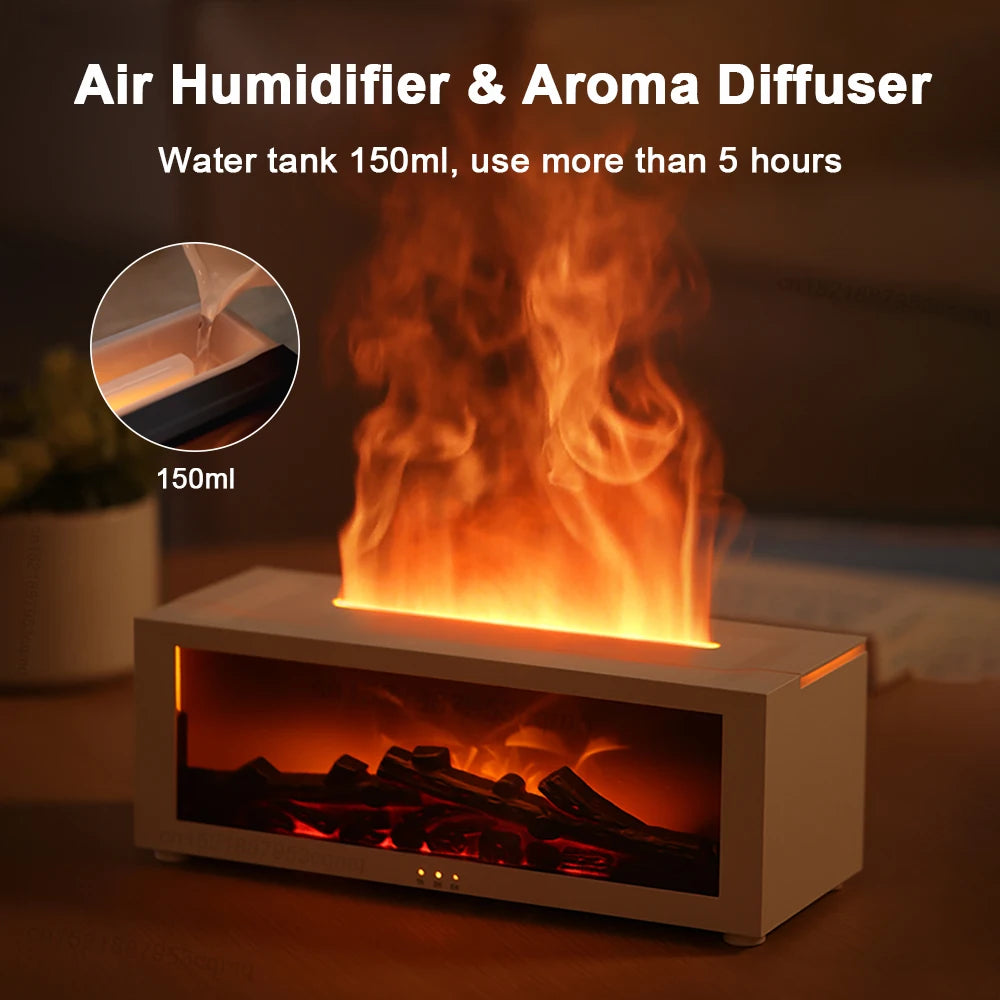 Humidifier Flame Automatic Fragrance Diffuser With LED Light Remote Control