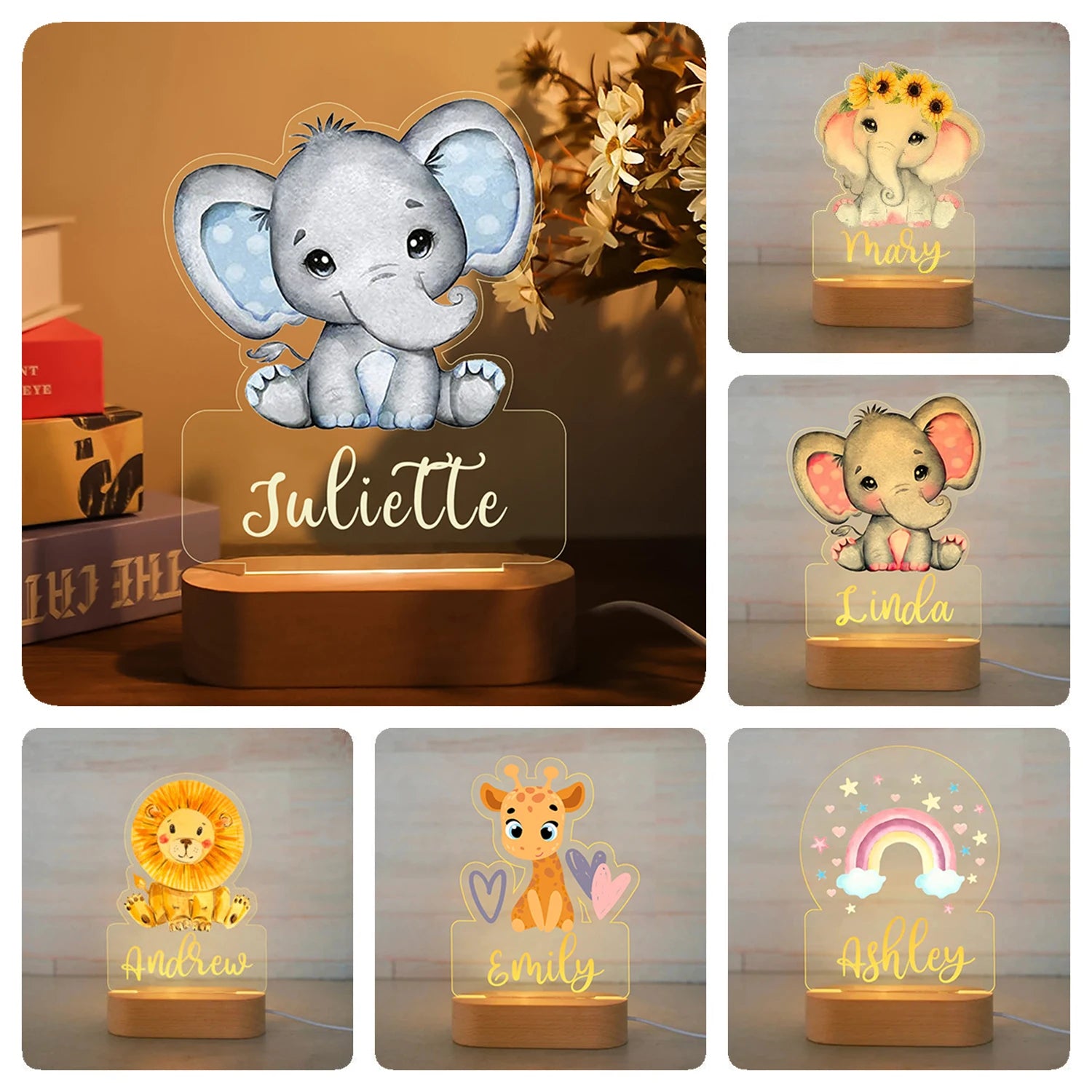 Custom Name Acrylic Lamp Baby Kids Bedroom Decoration
