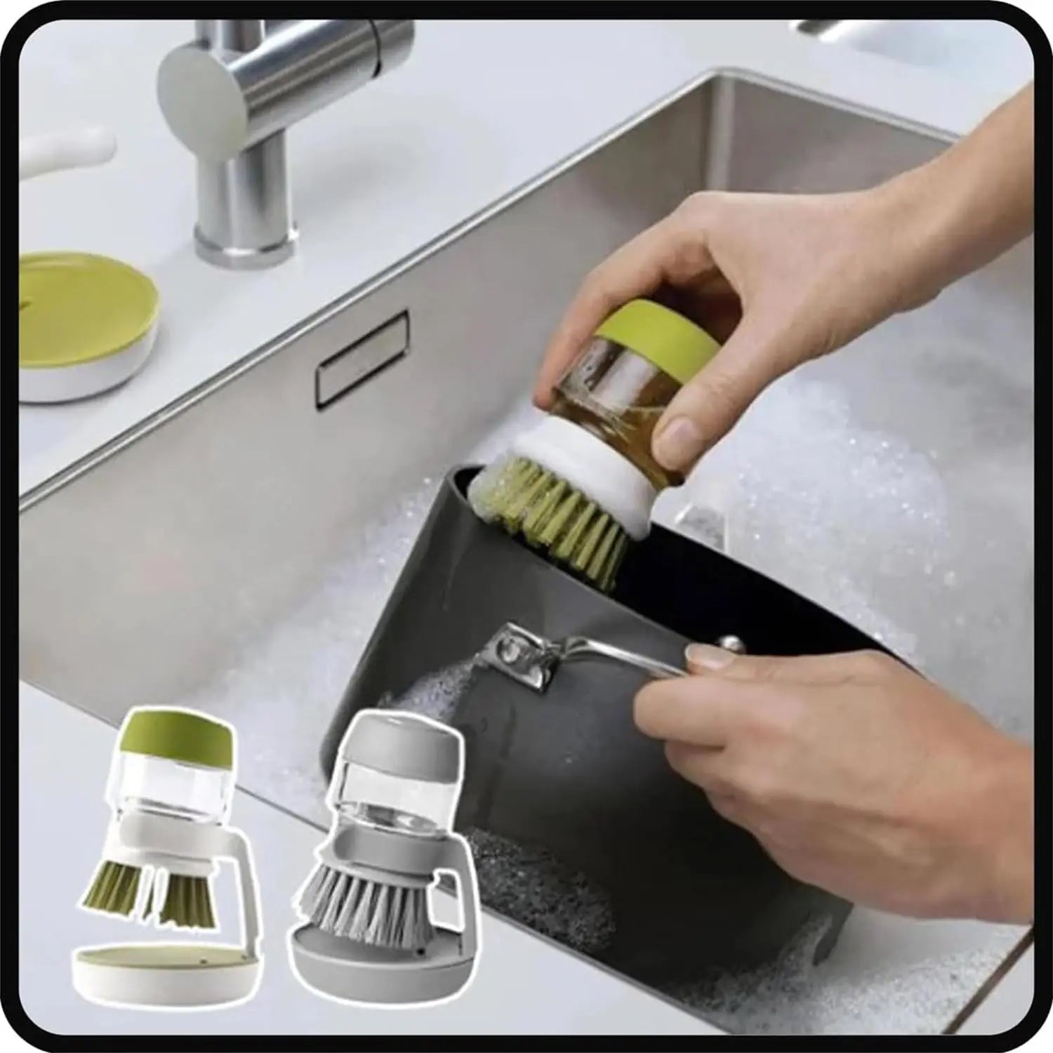 Kitchen Cleaning Brush, Multifunctional Pressing Automatic Liquid Dishwasher.