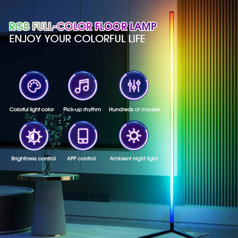RGB LED Floor Lamp, LED Corner Lamp Works