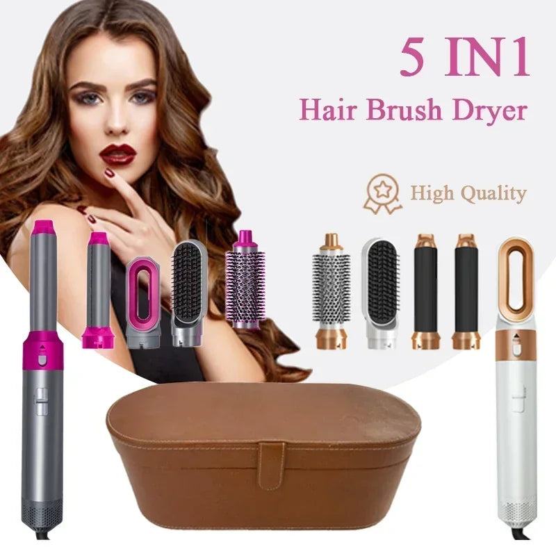 5 in 1 Hair Dryer Hot Comb Set Professional Curling Iron Hair Straightener Styling Tool