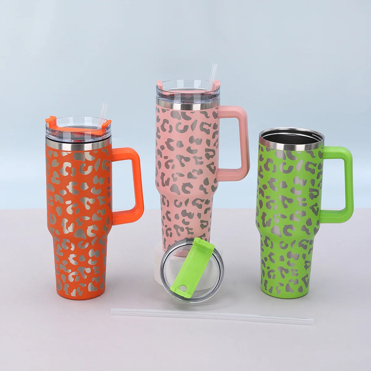 Stainless Steel Print Cup with Straw Portable