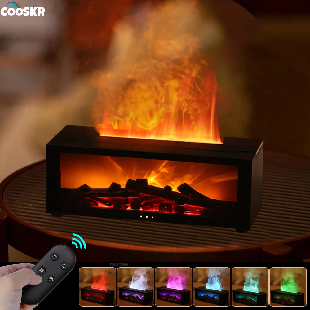 Humidifier Flame Automatic Fragrance Diffuser With LED Light Remote Control