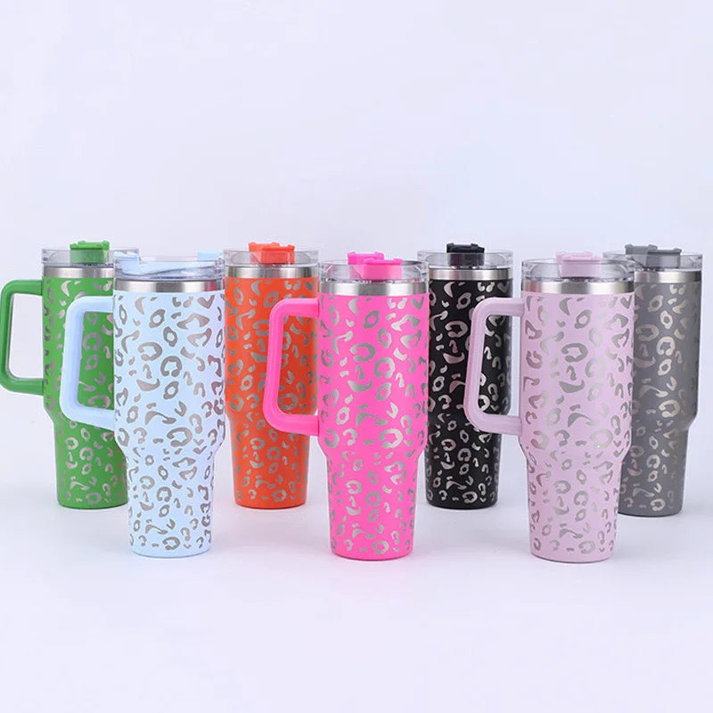 Stainless Steel Print Cup with Straw Portable